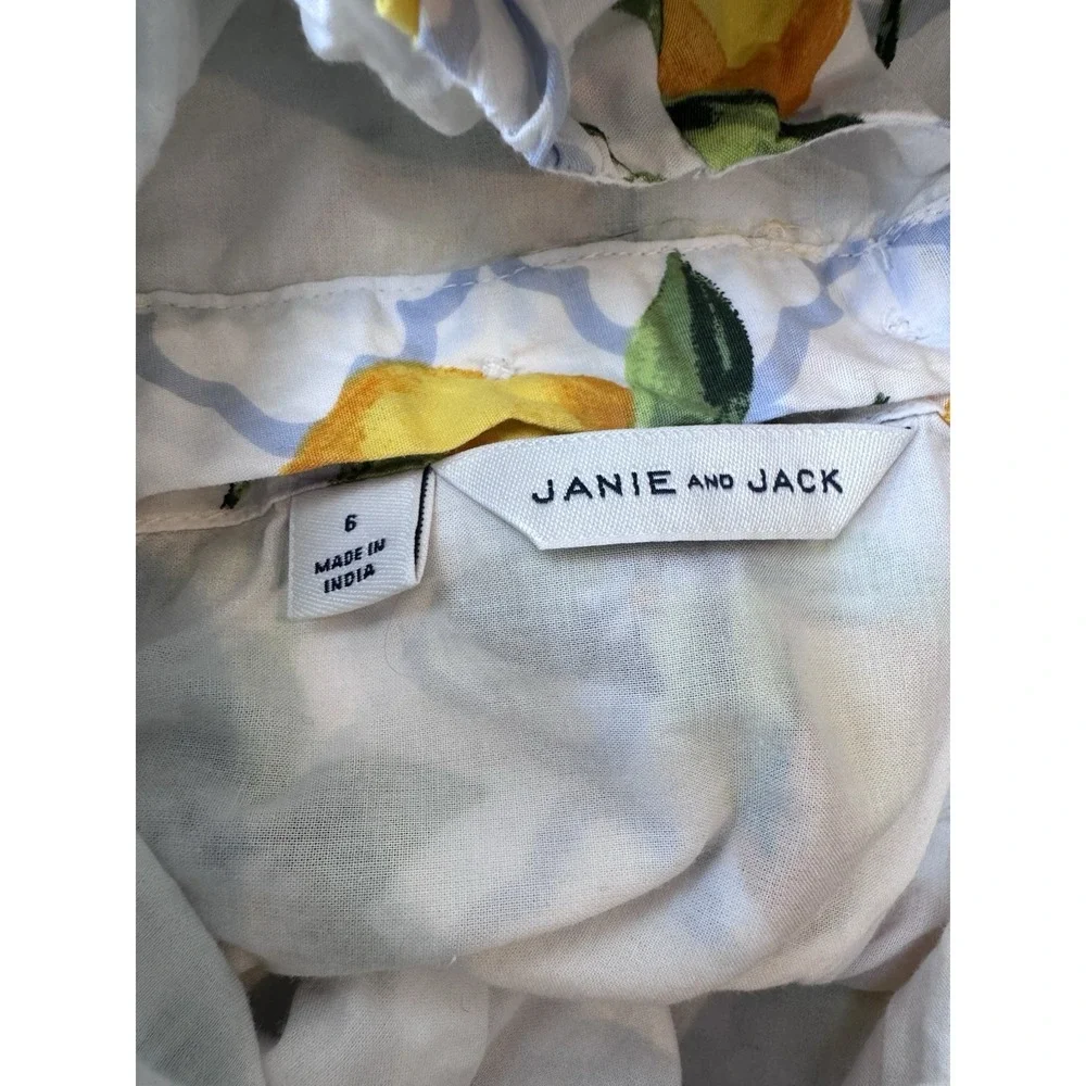 Janie and‎ Jack Yellow Lemon Puff Sleeve Dress Girls 6 Grandmillennial Spring